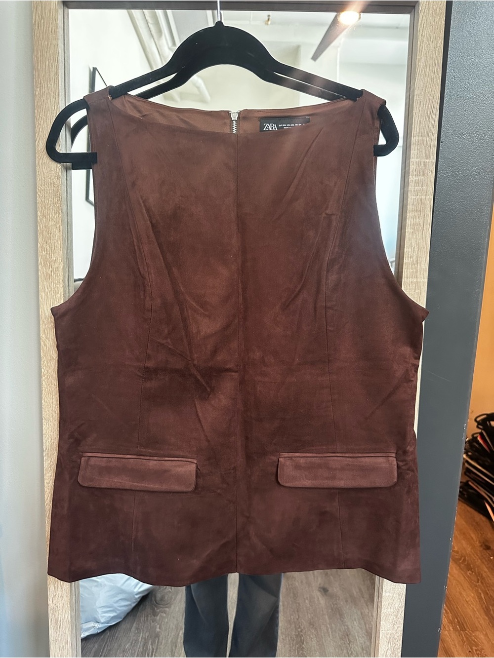 Zara Brown Suede Sleeveless Vest
